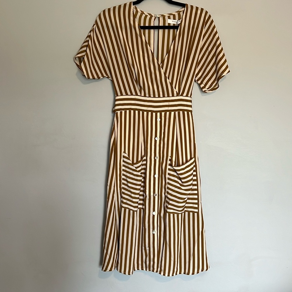 Mustard Seed Fit & Flare Striped Short Sleeve Dress